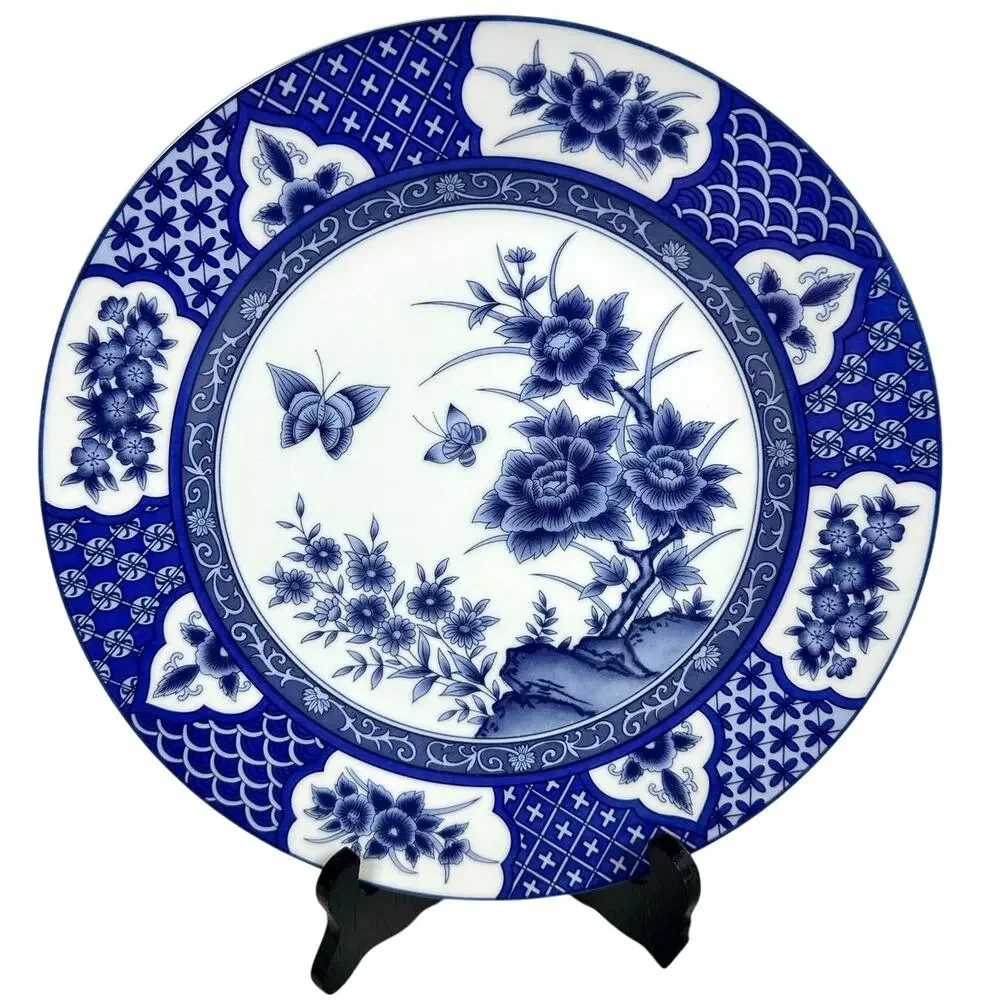 Imari Blossom China Retired Blue White Floral Butterfly 5-PC Place Setting-Rare!